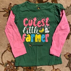 John Deere Green and Pink 3T Kids' long sleeve Shirt